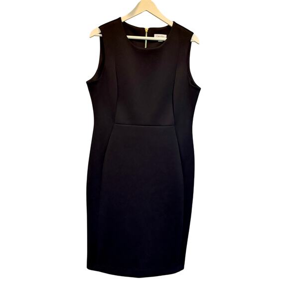 Calvin Klein Dress Size 14 - New Without Tags - Elegant Black Sleeveless Sheath - Picture 1 of 4